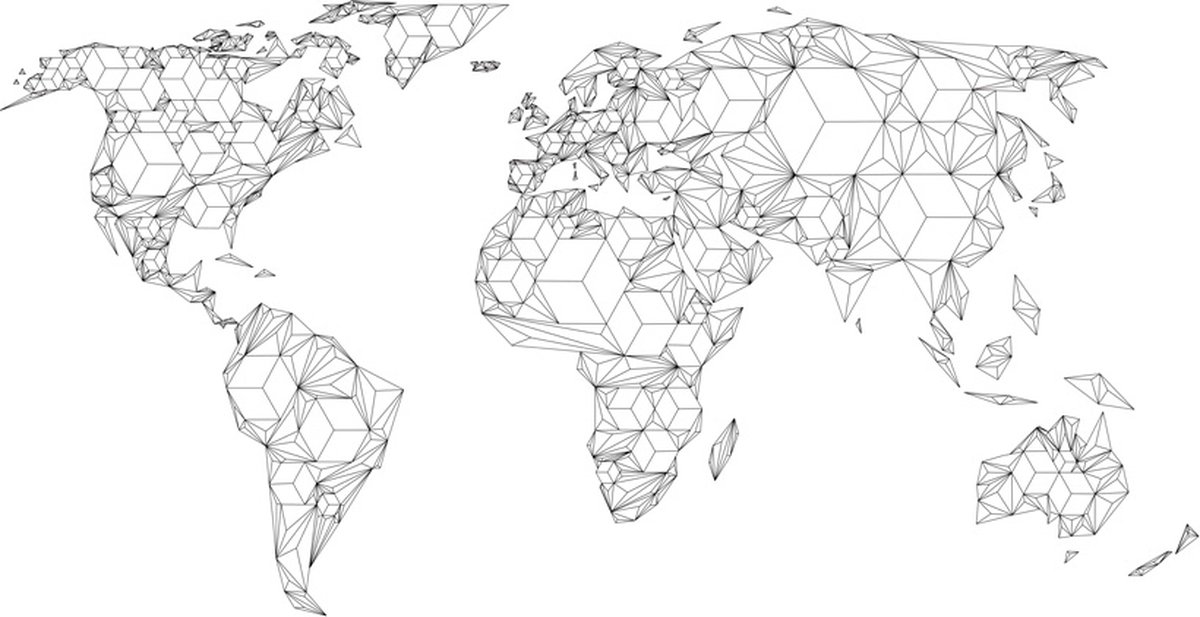 Fotobehang - Map of the World - white solids.