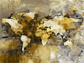 Fotobehangkoning - Behang - Vliesbehang - Fotobehang - Artistieke kaart van de Wereld - Wereldkaart - 200 x 154 cm