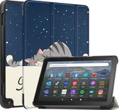 Case2go - Tablet hoes geschikt voor Amazon Fire 8 HD (2022) - 8 Inch Tri-fold cover - Met Touchpad & Stand functie - Good Night