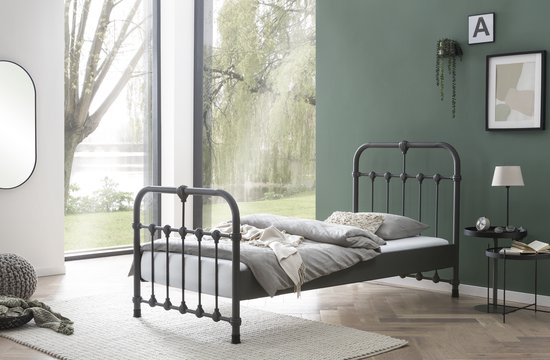Bed Box Holland - Lit enfant - Erma - 90x210 - Anthracite - Métal - simple