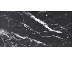 vidaXL - Tafelblad - 100x50 - cm - 6 - mm - gehard - glas - met - marmeren - design - zwart