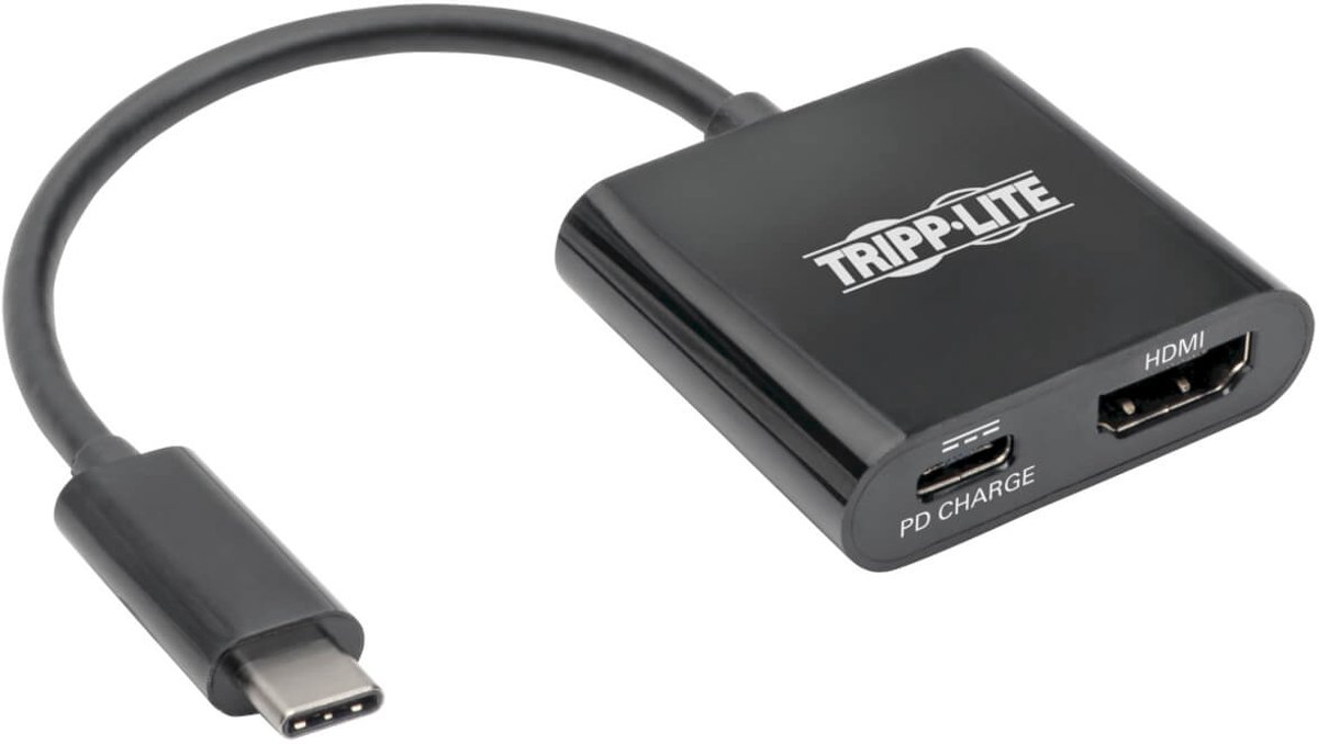 Tripp-Lite U444-06N-H4B-C USB-C to HDMI Adapter with PD Charging – USB 3.1 Gen 1, 4K x 2K @ 30 Hz, Thunderbolt 3, Black TrippLite