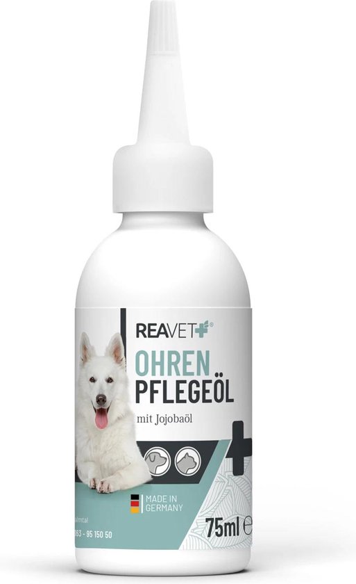 Foto: Reavet oor verzorgingsolie voor honden katten voor vuil oorsmeer jeuk met extra voedende jojoba olie 75ml