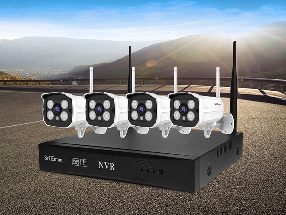 Afbeelding 2 van Set van 4 camera's met NVR - Wifi -met NVR - beveiliging voor thuis - kantoor - winkel - beveiligingscamera's set - veiligheid - bewaking