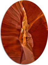 WallClassics - PVC Schuimplaat Ovaal - Smalle gang bij Antelope Canyon - 72x96 cm Foto op Ovaal  (Met Ophangsysteem)