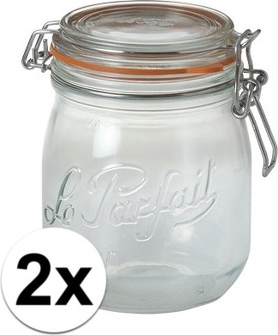 2x bocaux / bocaux avec couvercle à valve 0,5 litre