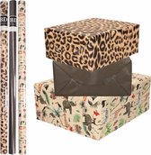 9x Rollen kraft inpakpapier jungle/panter pakket - dieren/luipaard/zwart 200 x 70 cm - cadeau/verzendpapier