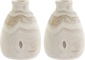 2x stuks houten vazen bruin 14x19 cm rond - Bolvormige decoratie vaas van paulownia hout 10 liter - woondecoratie/woonaccessoires