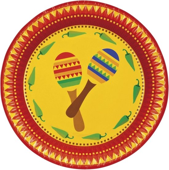 Boland Mexico thema bordjes - 20x stuks - papier - D23 cm - mexicaans thema - wegwerp