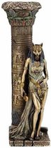 Veronese Design - Beeld/Figuur - Egyptische Godin Bastet Kandelaar - Polyresin - Gebronsd - Zeer Gedetailleerd - Zware kwaliteit - Hoogte ca. 27,5cm