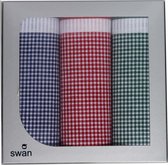 Swan 3-pak - Dames zakdoeken kleine ruit Alexa - 30 - Blauw