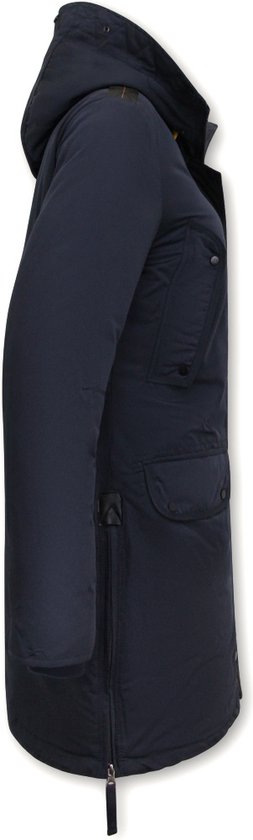 Manteau Long Rembourré Femme avec Capuche - 8836 - Blauw