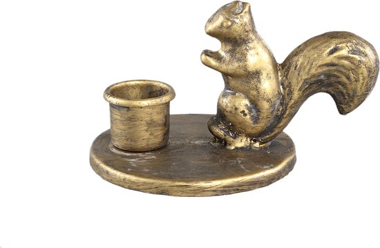 PTMD Amby Gold metal diningcandle holder squirrel round - set van 3