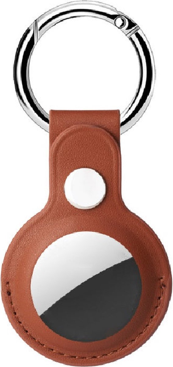 sleutelhanger geschikt voor airtag Apple Houder Lederen Anti-verloren Case Hond Kat Huisdier Kraag Sleutels Gps Tracker Locator Beschermhoes bruin