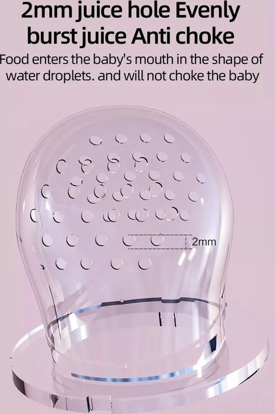 Baby Fruitspeen en Bijtring - Roze / Fruitzuiger / Fruit Fopspeen voorkomt verstikking van fruit / Kinderbestek / Fruitspeen Baby / Siliconen Spenen / Babyspeen voor groenten en fruit - BPA vrij - Kraam Cadeau van ICON. — afbeelding 2