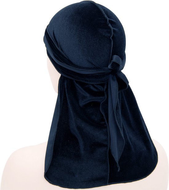 Durag - Velvet - Waves - Velvet Durag - Premium - Silky - Haardeksel - Hoofddoek - Navy Blue - Blue