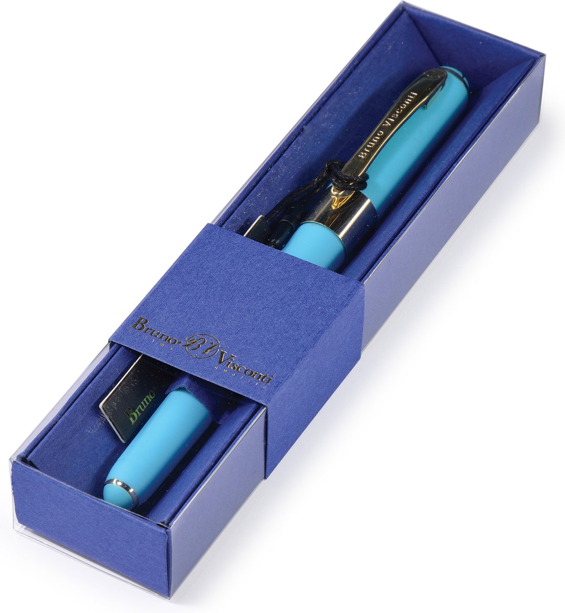 Bruno Visconti Monaco Series Lichtblauwe Luxe Balpen met Geschenkdoos | Fine punt (0.5 mm) met blauwe inkt