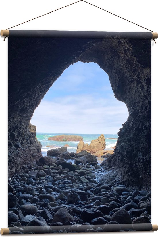 WallClassics - Affiche Textile - Pierres dans la Grotte - 60x80 cm Photo sur Textile