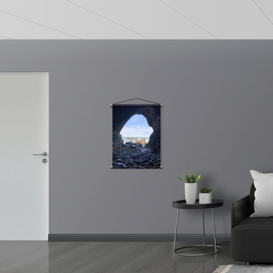 WallClassics - Affiche Textile - Pierres dans la Grotte - 60x80 cm Photo sur Textile