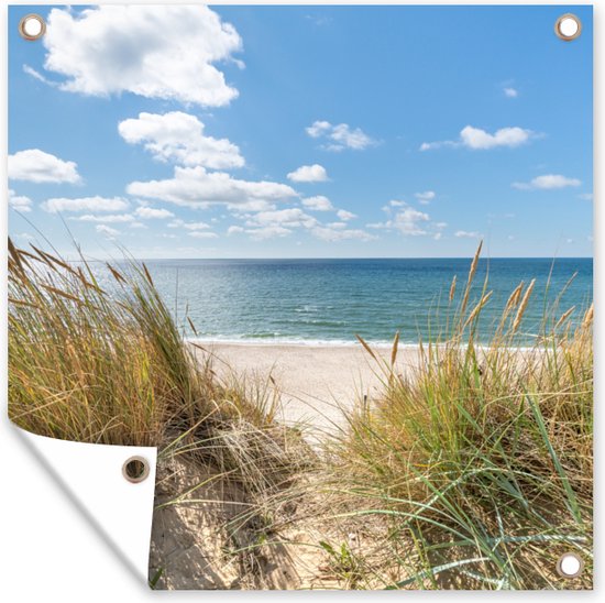 Tuinposters Duin - Gras - Zee - Strand - 50x50 cm - Tuindoek - Buitenposter