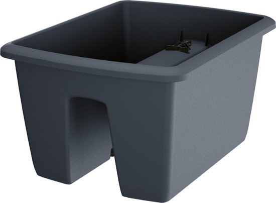 Prosperplast Plantenbak - balkon plantenpot - antraciet - kunststof - 40 cm - balustrade