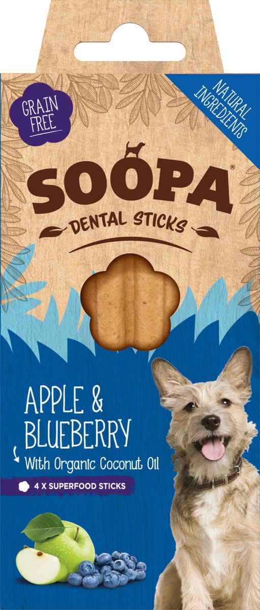 Soopa Dental Sticks - Appel & Bosbes - Display 10 stuks
