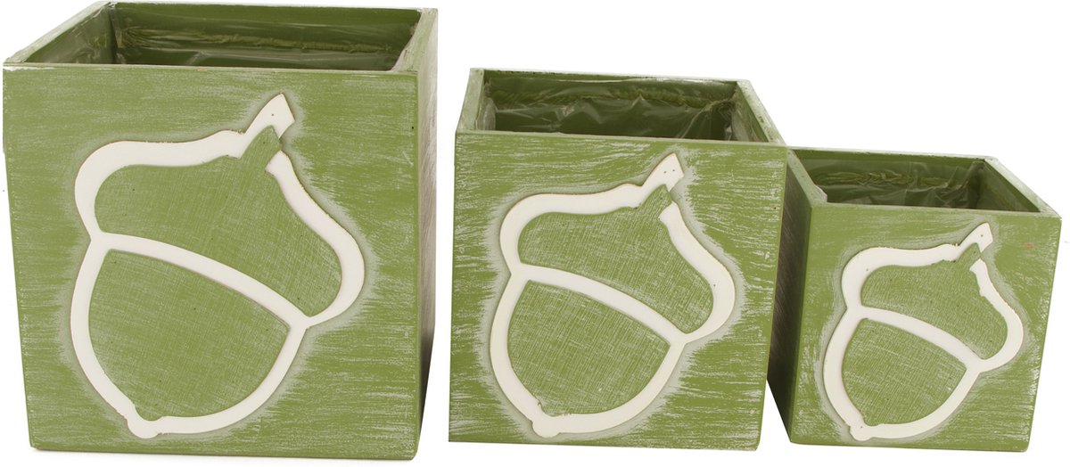Dijk Natural Collections - Drawer fir wood with plastic 18x18x18cm S3 - Groen
