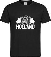 Zwart WK 2022 voetbal T-shirt met “ Brullende Leeuw en Holland “ print Wit maat XXXL