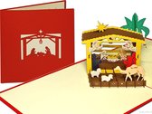 Cartes pop-up Popcards - Carte de Noël Scène de la Nativité avec Josef, Marie, l'enfant Jésus, les mages, les anges et les Animaux carte de voeux pop-up
