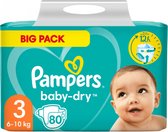 Pampers baby-dry maat 3 - BIG PACK - 80 stuks - 6 tot 10 kg- 12h bescherming