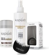 Kapilab Hair Fibers Starterset Donkerbruin - Hair fibers 14 gr + Fiberhold Spray 100 ml + Toolkit - Alles voor direct voller haar