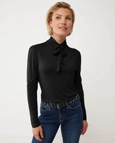 Lange Mouwen Bowtie Turtle Neck T-shirt Dames - Zwart - Maat XL