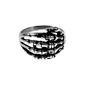 Ring Heren - Hand Skelet Design - Roestvrij Stalen Zilverkleur
