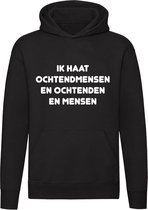 Ik haat ochtend Hoodie | Vroeg | Moe | Slapen | Humeurig | Leven | Chagrijnig | Geïrriteerd | Avondmens | Unisex | Trui | Sweater | Capuchon | Zwart