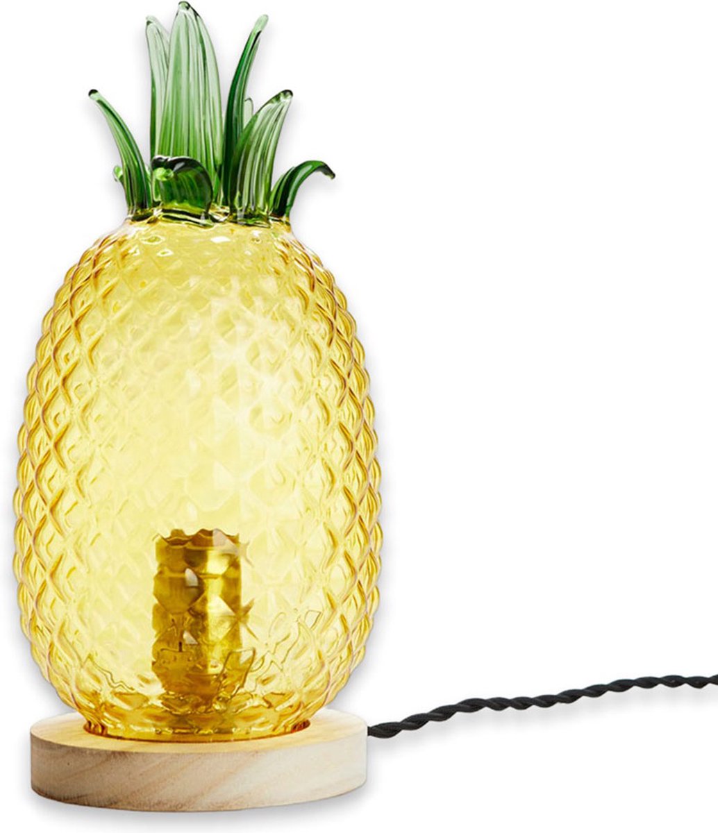 Balvi Tafellamp Ananas 32 Cm E27 Glas/hout 60w Geel/groen