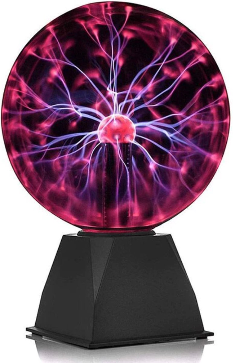 Lampe boule plasma magique sur son support noir