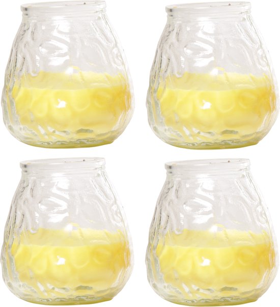 4x Citronella lowboy tuin/huis kaarsen in glas 10 cm - Binnen/buiten kaarsen  - Anti... | bol.com