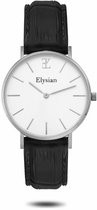 Elysian - Horloge Dames - Zilveren - Zwart Croco Leer - Waterdicht - 36mm - Cadeau Voor Vrouw