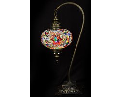 Turkse Lamp - Tafellamp - Boogmodel - Mozaïek Lamp - Marokkaanse Lamp - Oosters Lamp - Authentiek - Handgemaakt - Multicolour mix
