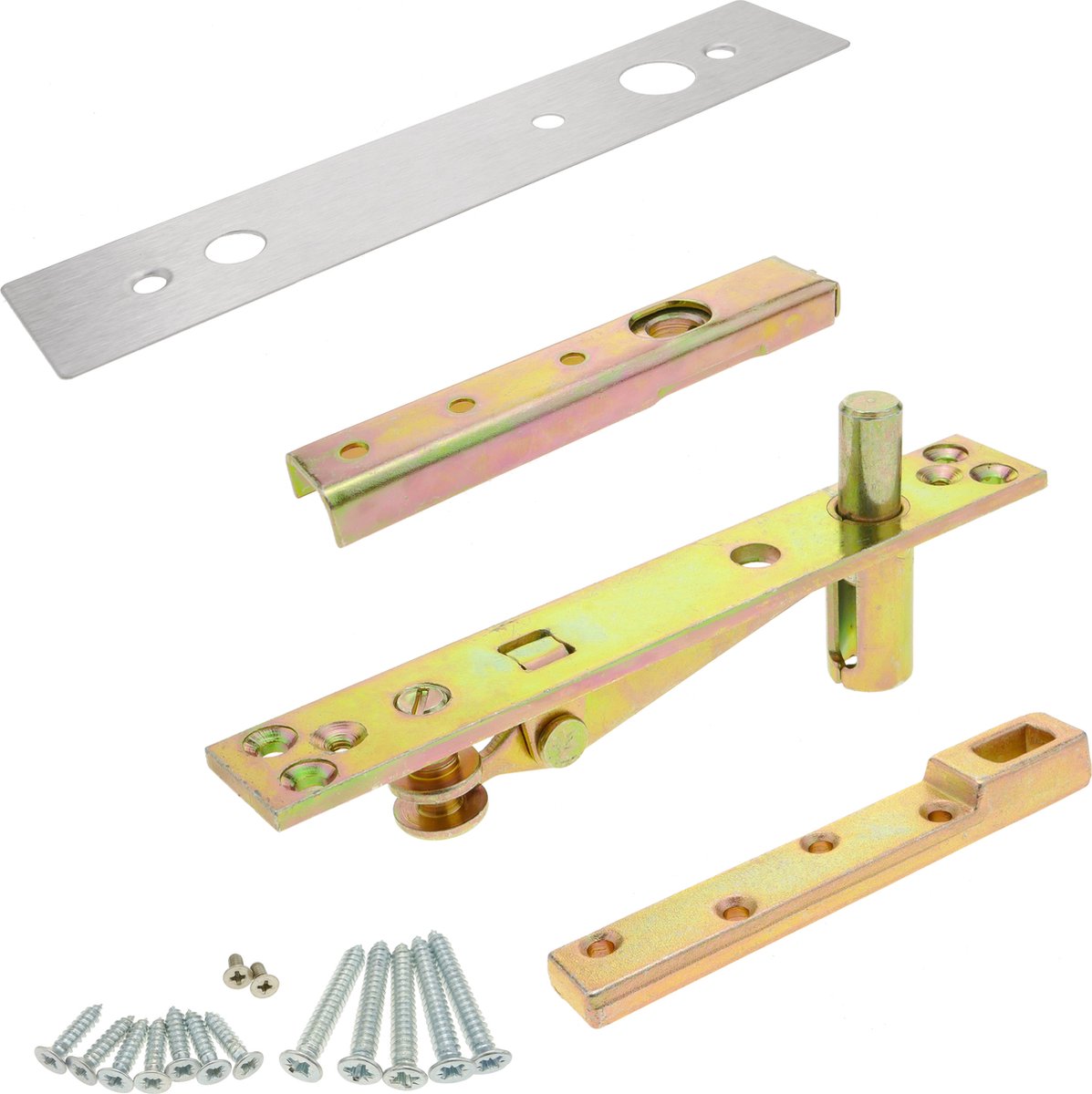 PrimeMatik - Set houten deurscharnieren en scharnieren voor vloerdeursluiters