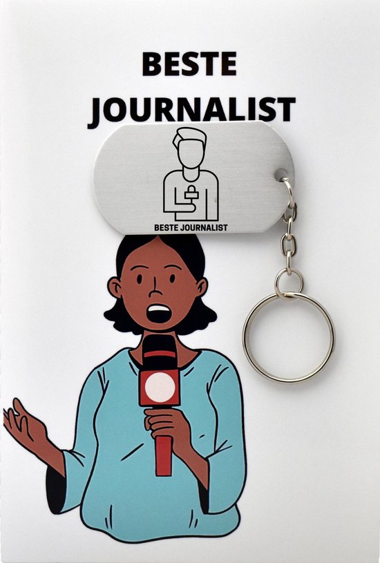 Beste Journalist Sleutelhanger inclusief kaart – Journalist cadeau – beste Journalist- Leuk kado voor je Journalist om te geven - 2.9 x 5.4CM