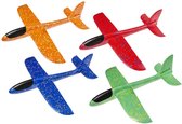 Combinatie pakket 4 STUKS XL zweefvliegtuig wegwerp - Rood - Groen - Oranje - Blauw - Zweefvliegtuig speelgoed - Speelgoedvliegtuigen - Foam vliegtuig