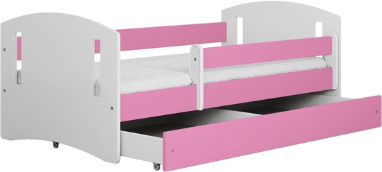 Kocot Kids - Bed classic 2 roze zonder lade met matras 160/80 - Kinderbed - Roze