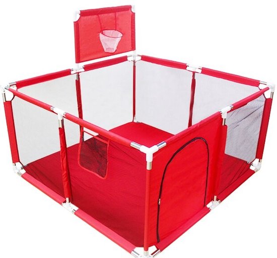 Navaris large baby ground box - 130 x 130 cm - With safety lock - Baby playpen for the living room or baby room - Made of mesh and steel - From 0 to 2 years