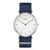 Minimalist Horloge - Zilver kleurig met Blauwe band - Quartz Uurwerk - Horloge Heren Dames - Valentijnsdag voor Mannen - Valentijn Cadeautje voor Hem - Valentijn Cadeautje Vrouw