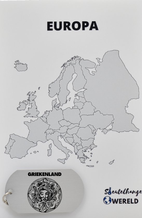 Griekenland Sleutelhanger inclusief kaart – Griekenland cadeau – beste land- Leuk kado voor je Vriend om te geven - 2.9 x 5.4CM