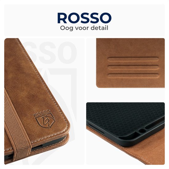 Details van een bruine tablethoes: stiksels, reliëf en verstevigde randen.