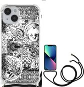 GSM Hoesje Geschikt voor iPhone 14 Doorzichtige Silicone Hoesje met transparante rand Skulls Angel