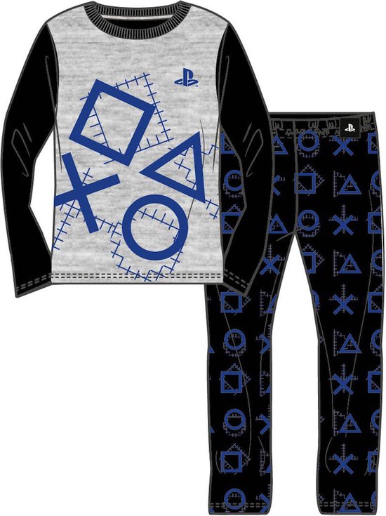 Playstation jongens pyjama, grijs/blauw, maat 116