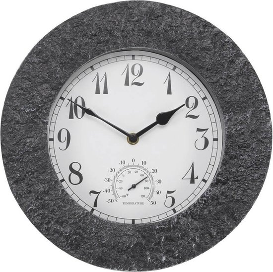 Stonegate Granite Klok - Horloge murale 2 en 1 - 30cm - Horloge d'extérieur